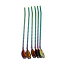 Colorful Stainless Steel Straw Spoon Set – 6-Piece Reusable Cocktail & Beverage Stirring Straws
