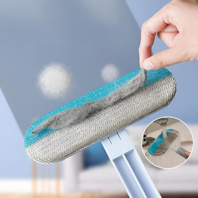 Multi-Function Window Cleaner Brush - Double-Sided, Pet Hair & Lint Remover, Durable & Reusable