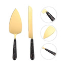 Gold Cake Knife And Server Set With Elegant Handles