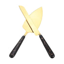 Gold Cake Knife And Server Set With Elegant Handles