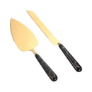 Gold Cake Knife And Server Set With Elegant Handles