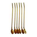 Colorful Stainless Steel Straw Spoon Set – 6-Piece Reusable Cocktail & Beverage Stirring Straws