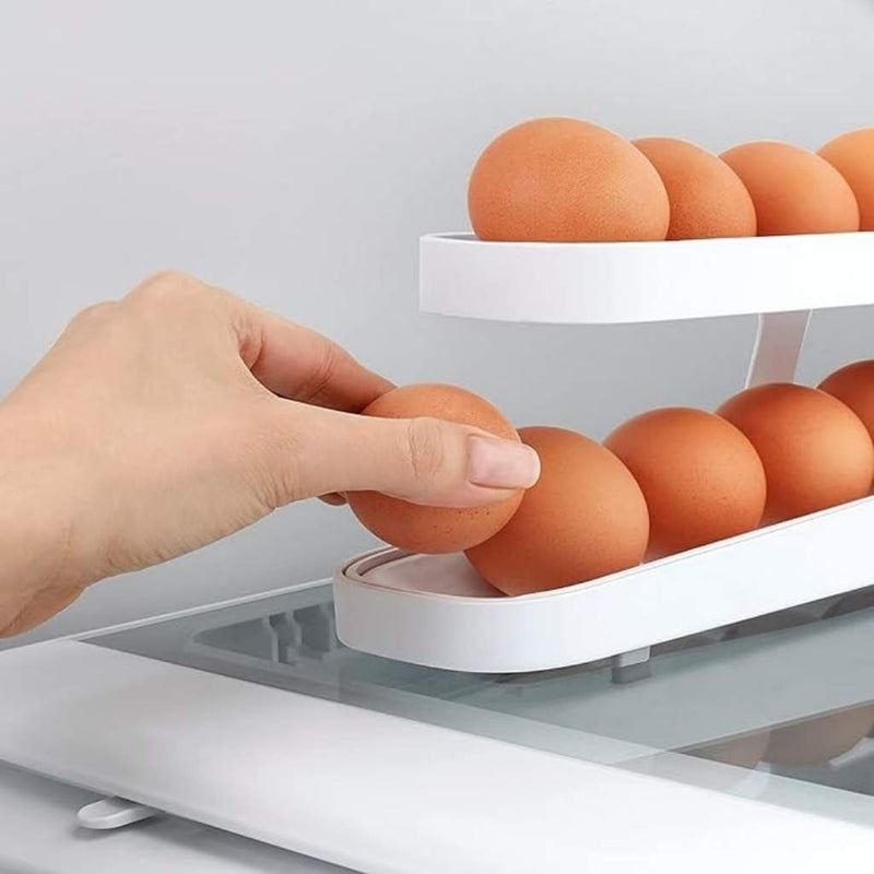 Gravity-Fed Egg Dispenser Organizer – Rolling Rack For Fridge Storage & Easy Egg Access
