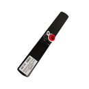 Black electronic device with a red component on a white background
