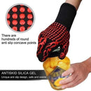 Heat Resistant BBQ Gloves 34x15.5cm With Non-Slip Silicone Grip – Aramid Fiber & Cotton Lining For Safe Cooking
