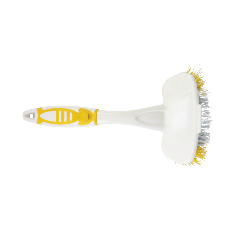 Heavy-Duty Cleaning Brush with Dual-Color Bristles and Ergonomic Handle for All-Purpose Scrubbing