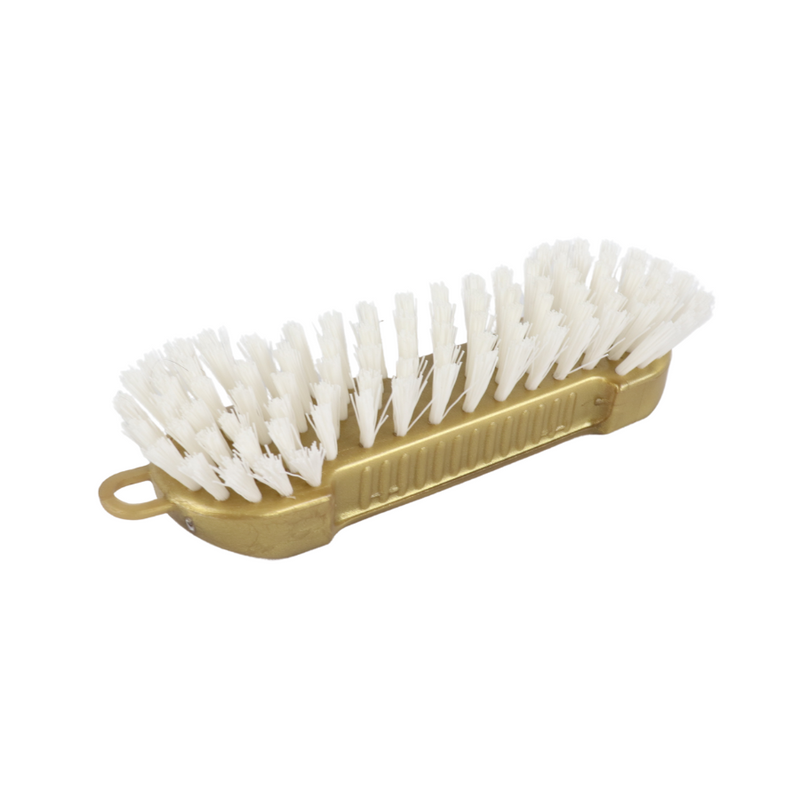 Haug Bürsten Heavy-Duty Scrub Brush with Sturdy Bristles and Comfortable Grip - Gold Handle