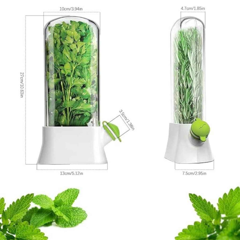 Herb & Vegetable Storage Keeper With Water Reservoir – Tall Airtight Container To Keep Herbs Fresh
