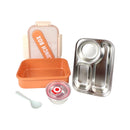 Divided Stainless Steel Lunch Box - Thermal Bento Box for School & Kids with Spoon