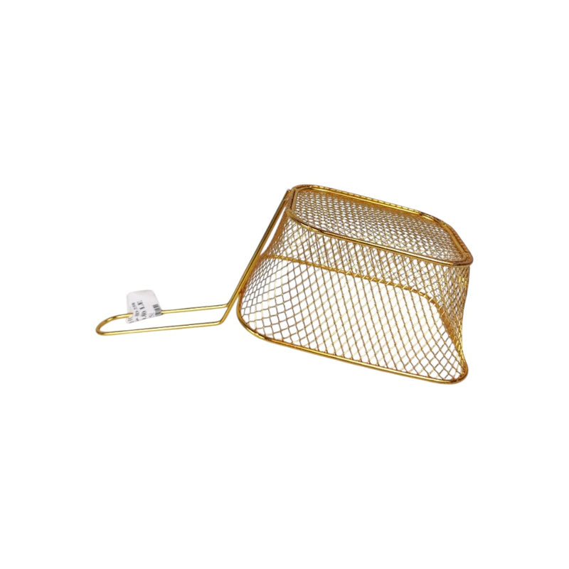 Golden Wire Mesh Serving Basket - Restaurant Style French Fry & Food Holder