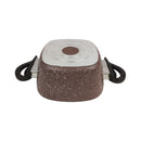 Saflon Brown Granite Cooking Pot - Non-Stick Casserole with Lid