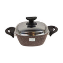 Saflon Brown Granite Cooking Pot - Non-Stick Casserole with Lid