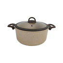Cookin Aboud Large Granite Coated Cooking Pot With Glass Cover For Family Home Cooking