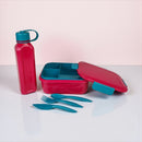 M Design Lunch Box And Water Bottle Set PP5 Plastic 2100ml & 800ml For School Work Use