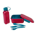 M Design Lunch Box Set With Water Bottle And Cutlery PP5 Plastic For School Work And Daily Meals