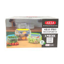 Aksa Silo Pro Transparent Food Storage Containers Set Of 3 PP5 Plastic For Fresh Food Organization