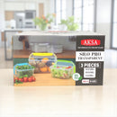 Aksa Silo Pro Transparent Food Storage Containers Set Of 3 PP5 Plastic For Fresh Food Organization