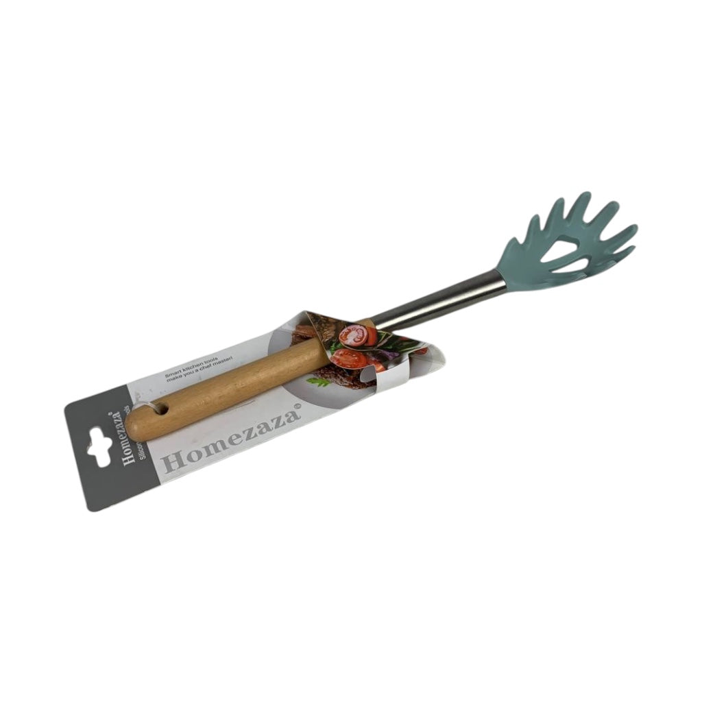 Gardening tool with wooden handle and metal head on a white background, branded 'Homezaza'.