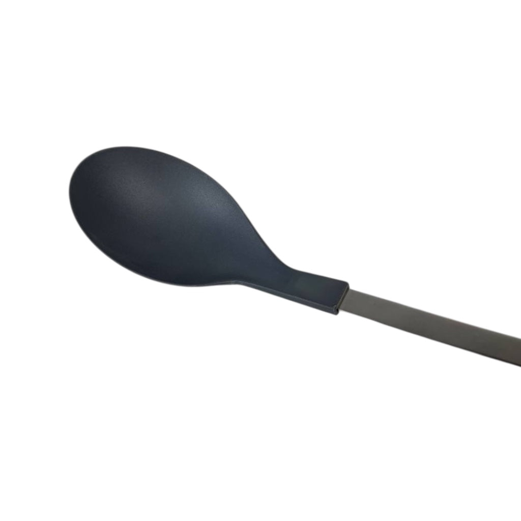 Black spoon on a white background