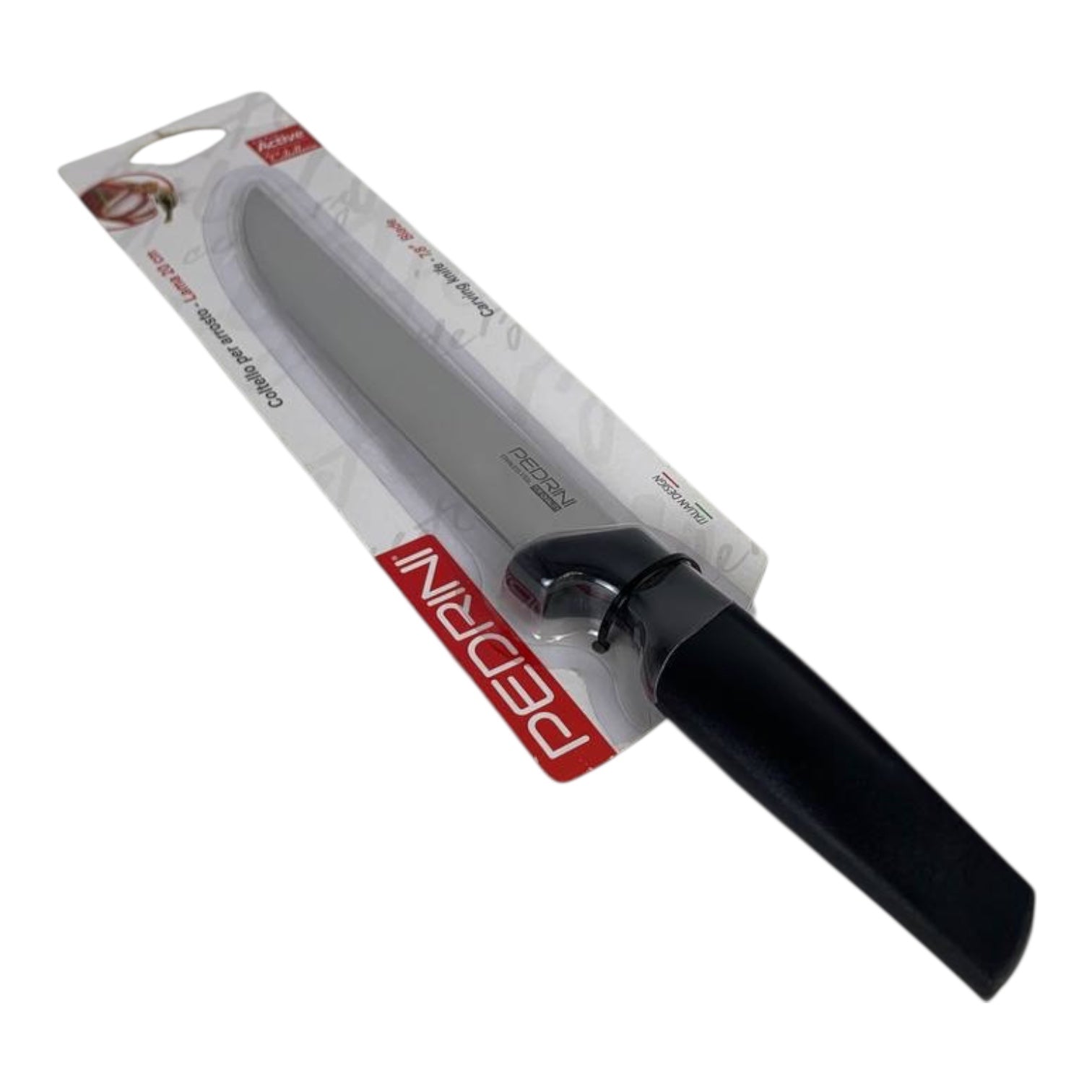 Kuhn Rikon knife with black handle on a white background