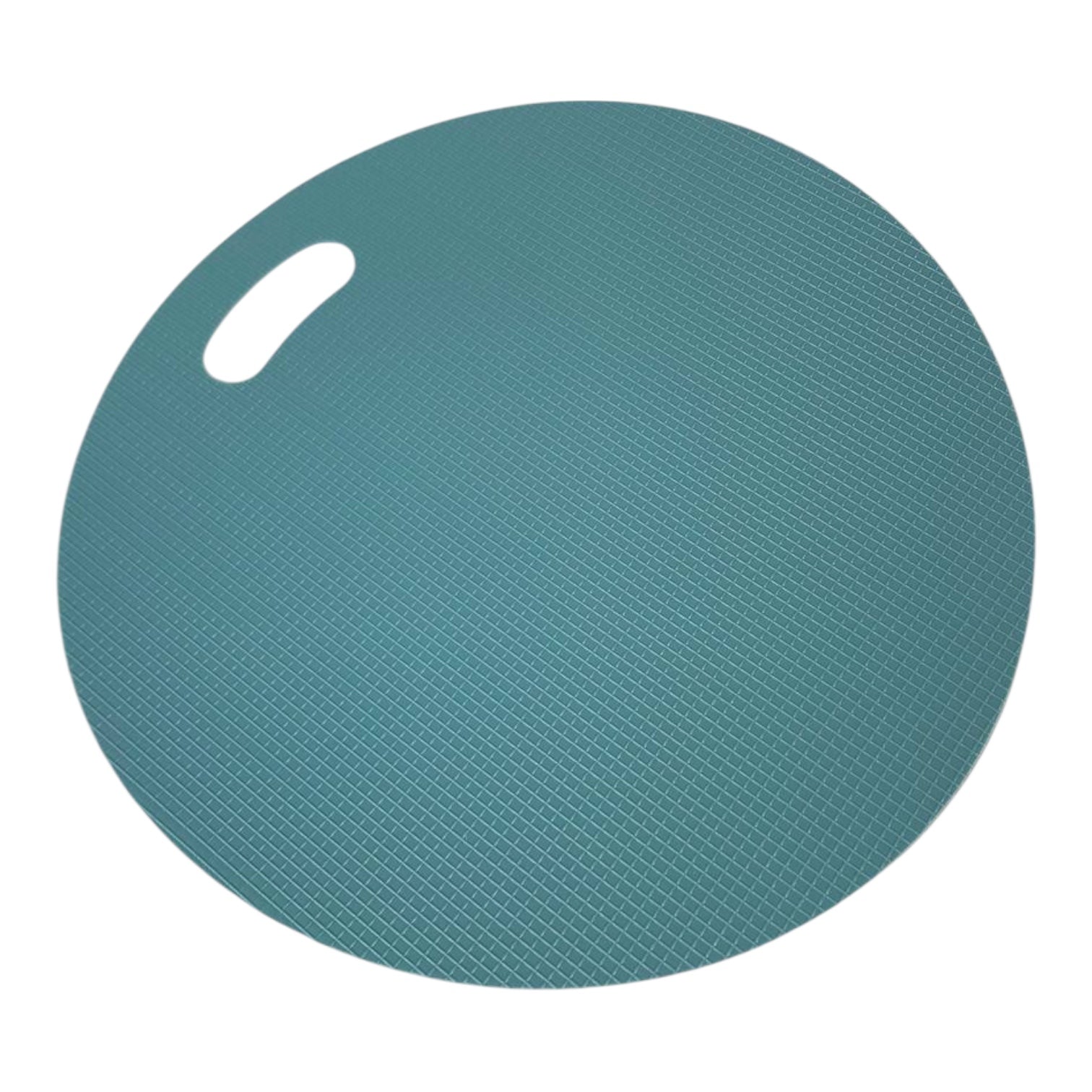 Teal exercise ball with a white anchor on a white background