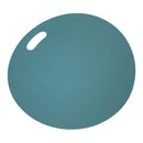 Teal exercise ball with a white anchor on a white background