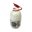 White container with red lid on a white background