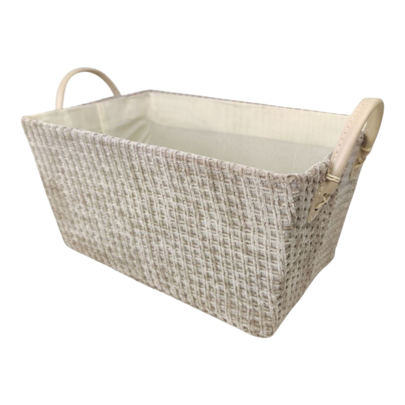سلة تخزين قماشية بمقابض 32×21×16 سم – منظم قابل للطي للملابس والمنزل