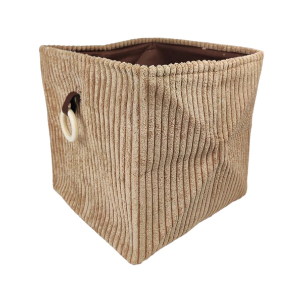 سلة تخزين قماش كوردروي 31×31×31 سم – منظم قابل للطي بمقبض للمنزل