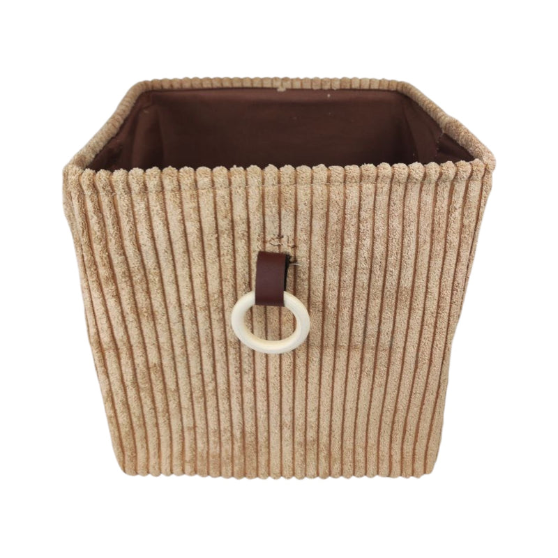 سلة تخزين قماش كوردروي 31×31×31 سم – منظم قابل للطي بمقبض للمنزل