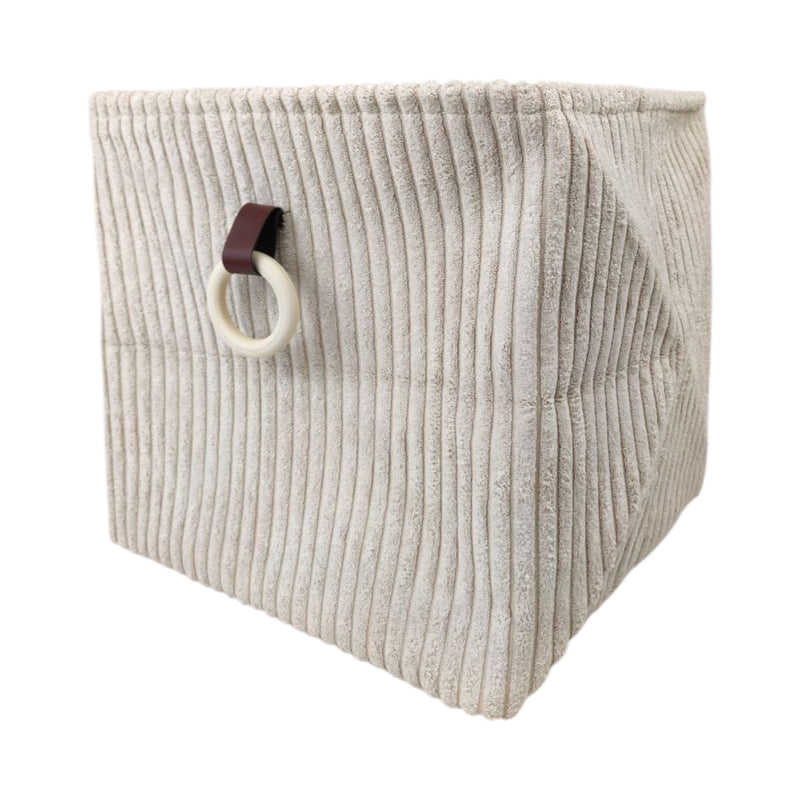 سلة تخزين قماش كوردروي 31×31×31 سم – منظم قابل للطي بمقبض للمنزل