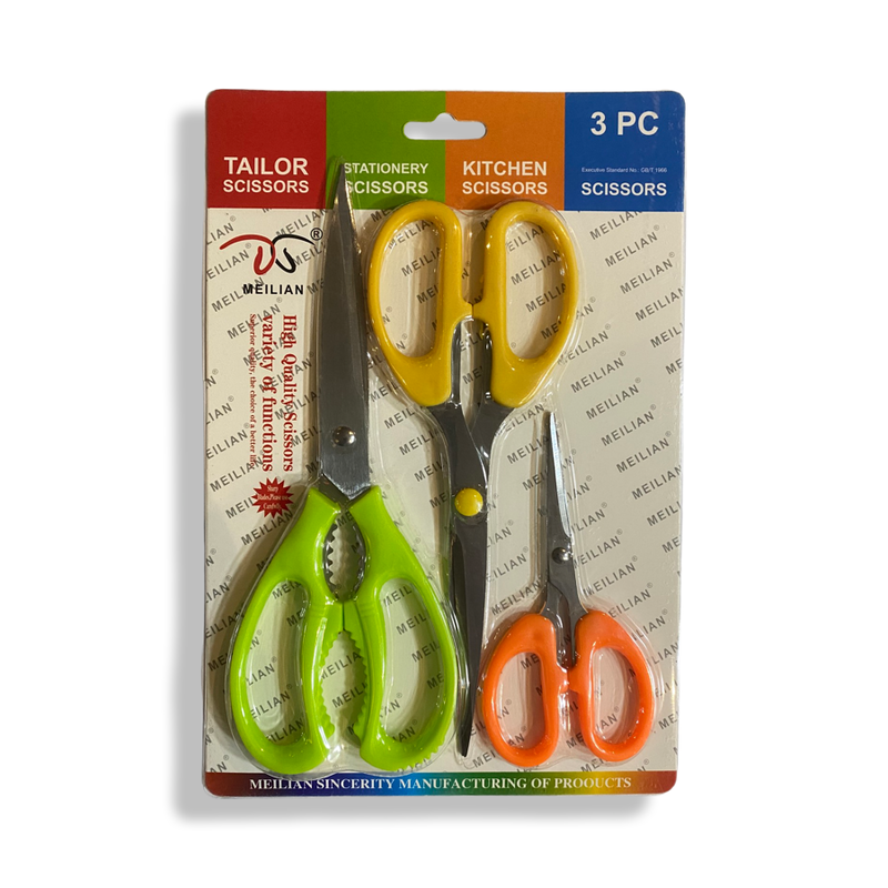 Set of 3 Pieces, Kitchen, Stationery and Tailor Scissors