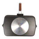 ريسولي جريل جرانيت 43×26×4 سم – مقلاة شواء مستطيلة كبيرة غير لاصقة من الألمنيوم المصبوب بمقبض خشبي قابل للطي صناعة إيطاليا