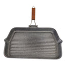 ريسولي جريل جرانيت 43×26×4 سم – مقلاة شواء مستطيلة كبيرة غير لاصقة من الألمنيوم المصبوب بمقبض خشبي قابل للطي صناعة إيطاليا