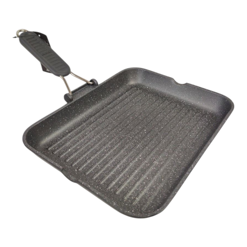 ريسولي جريل جرانيت 36×26×4 سم – مقلاة شواء مستطيلة غير لاصقة من الألمنيوم المصبوب بمقبض قابل للطي صناعة إيطاليا