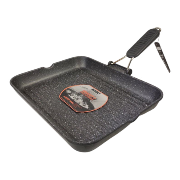 ريسولي جريل جرانيت 36×26×4 سم – مقلاة شواء مستطيلة غير لاصقة من الألمنيوم المصبوب بمقبض قابل للطي صناعة إيطاليا