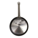 Frying pan with a black handle on a white background
