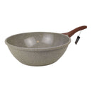 Granite Wok Frying Pan 28cm – 4L Non-Stick Deep Pan with Wooden Handle