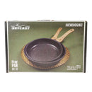 Frying pan with wooden handles on a Newhouse branded box