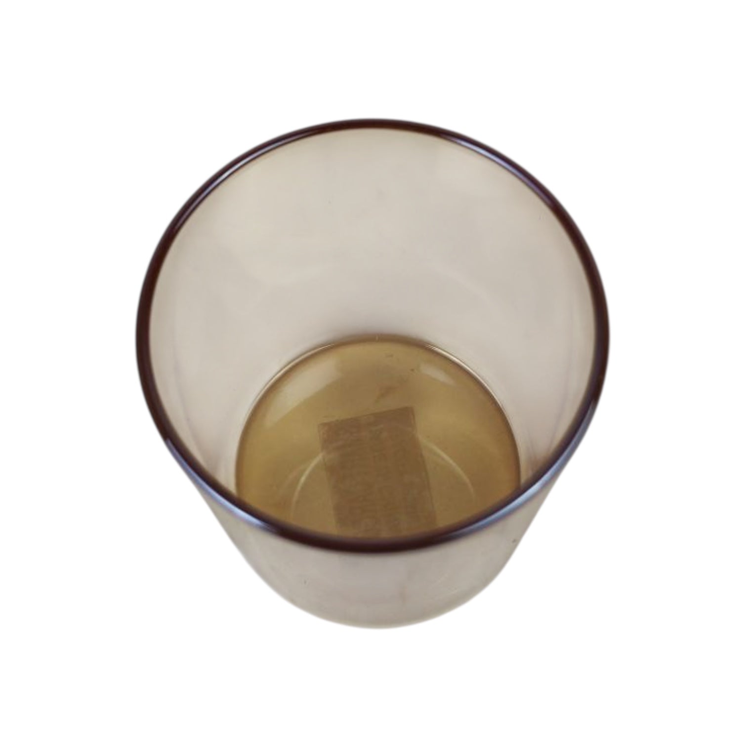 Clear glass with brown rim on a white background