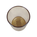 Clear glass with brown rim on a white background
