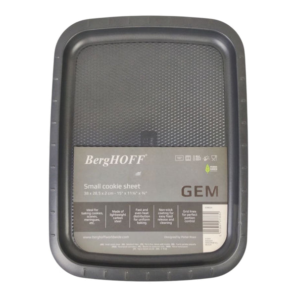 Gray cookie sheet with 'BergHOFF' branding on a white background