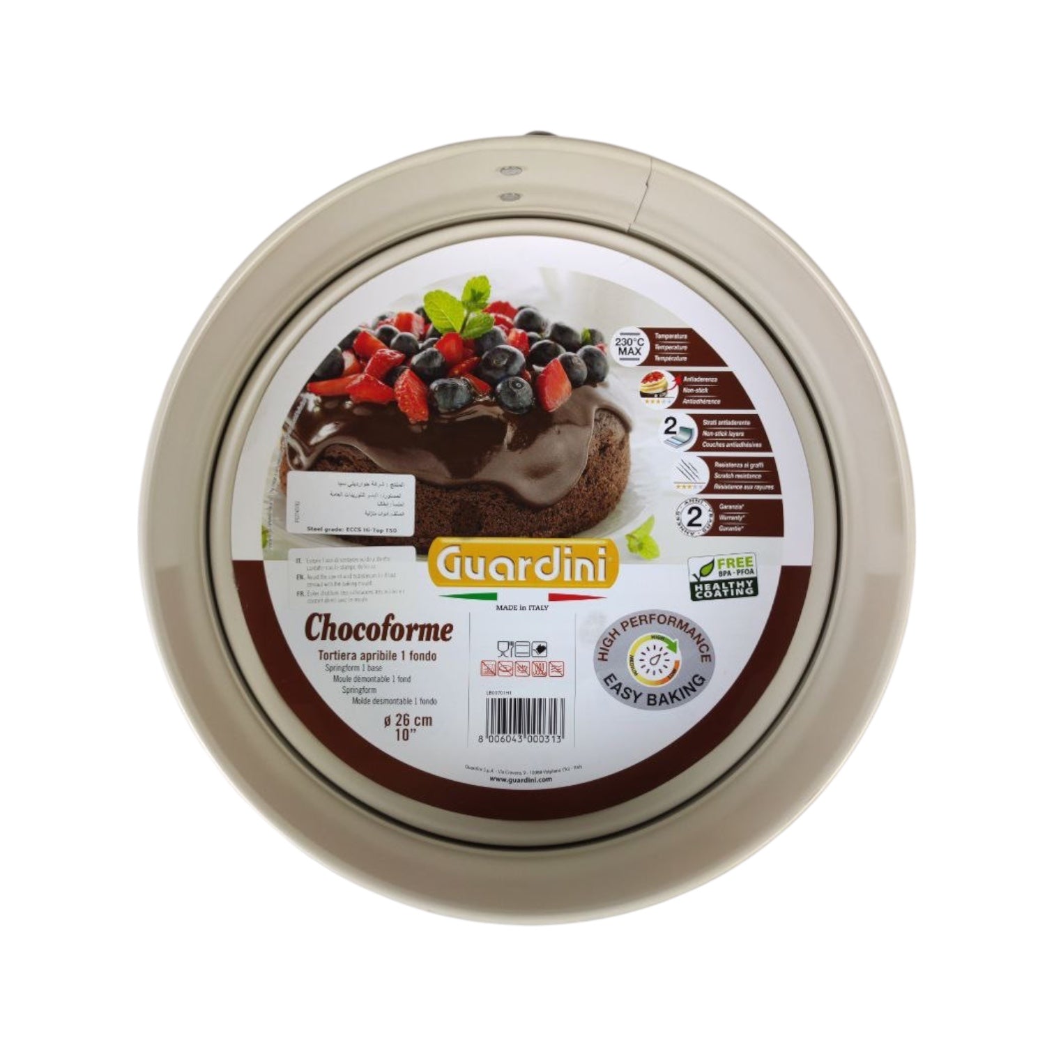 Guardini Chocoforme baking form with a cake illustration on a white background