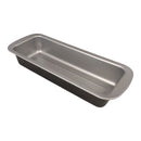 Metal loaf pan on a white background