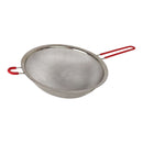 مصفاة مطبخ ستانلس ستيل 44×24×7 سم – شبك ناعم كبير بمقبض أحمر للطهي والخبز