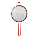 مصفاة مطبخ ستانلس ستيل 40×20×6 سم – شبك ناعم بمقبض أحمر للطهي والخبز