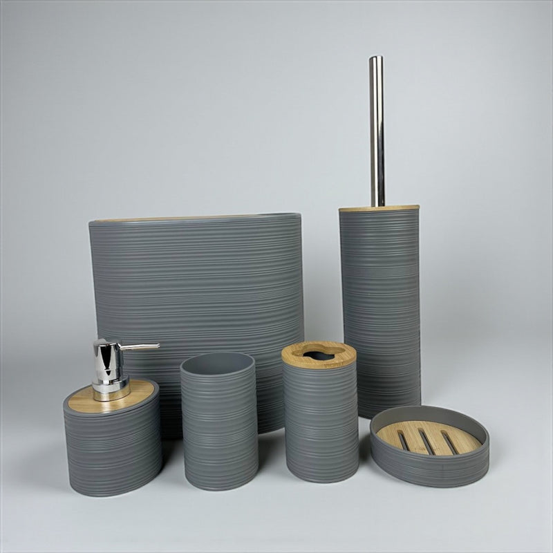 6‑Piece Modern Bathroom Accessory Set with Soap Dispenser Toothbrush Holder & Waste Bin