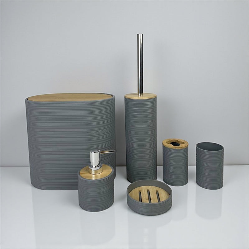 6‑Piece Modern Bathroom Accessory Set with Soap Dispenser Toothbrush Holder & Waste Bin