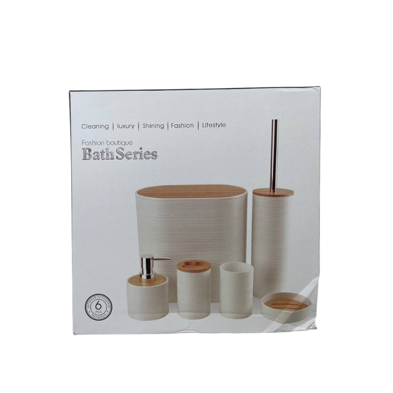 6‑Piece Modern Bathroom Accessory Set with Soap Dispenser Toothbrush Holder & Waste Bin