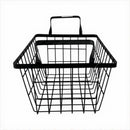 Black wire basket with handle on a white background